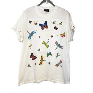 VTG 80s PGB Embroidered Bug Shirt Dragonfly Bees Butterfly Ladybug Retro M